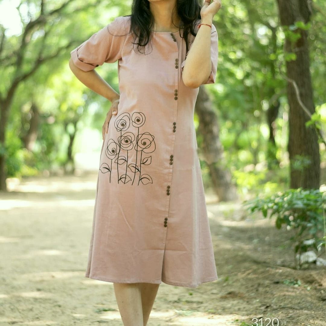Women front button style aline kurta set