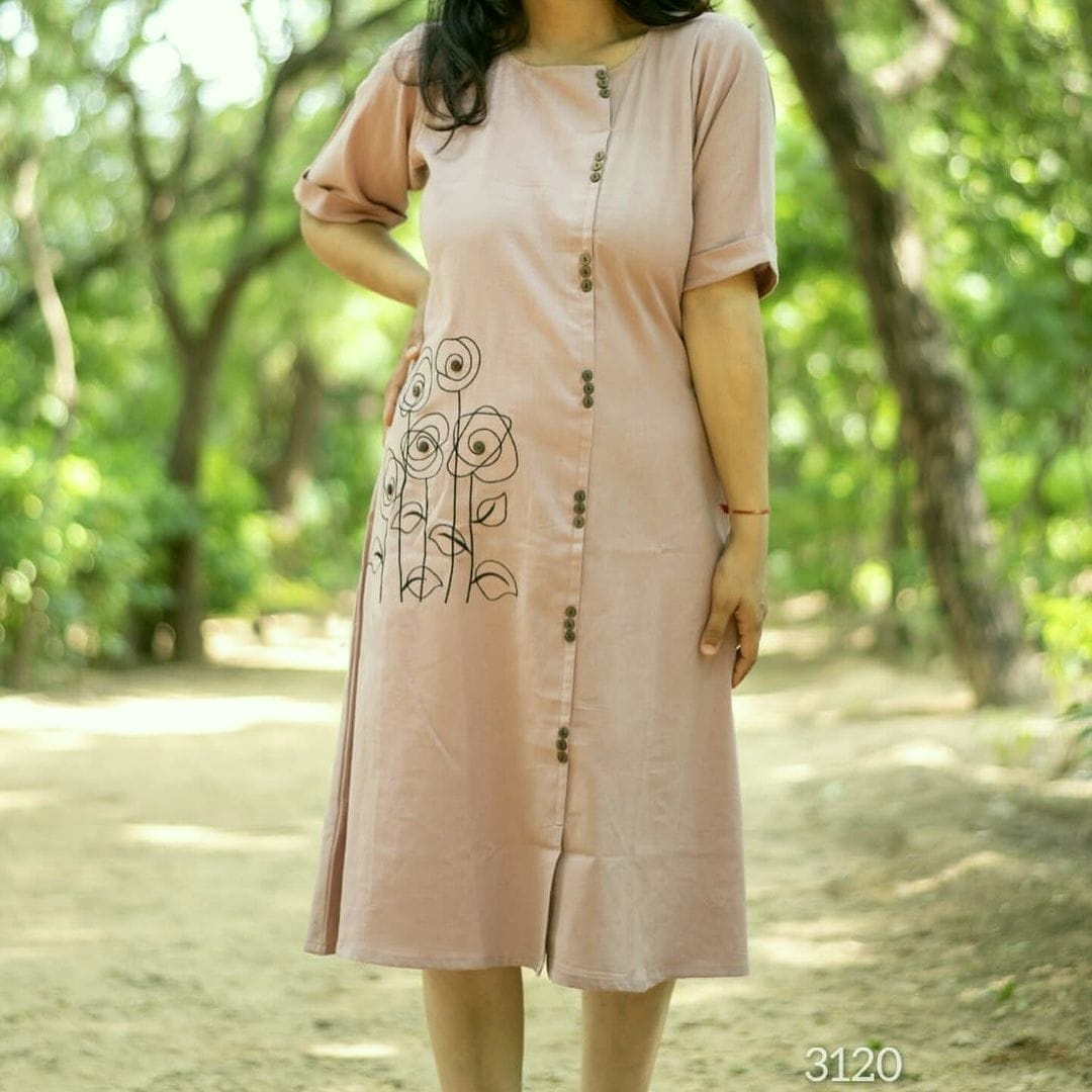 Women front button style aline kurta set