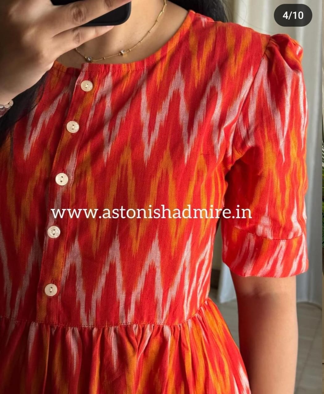 Rust orange ikkat print Middy Gown
