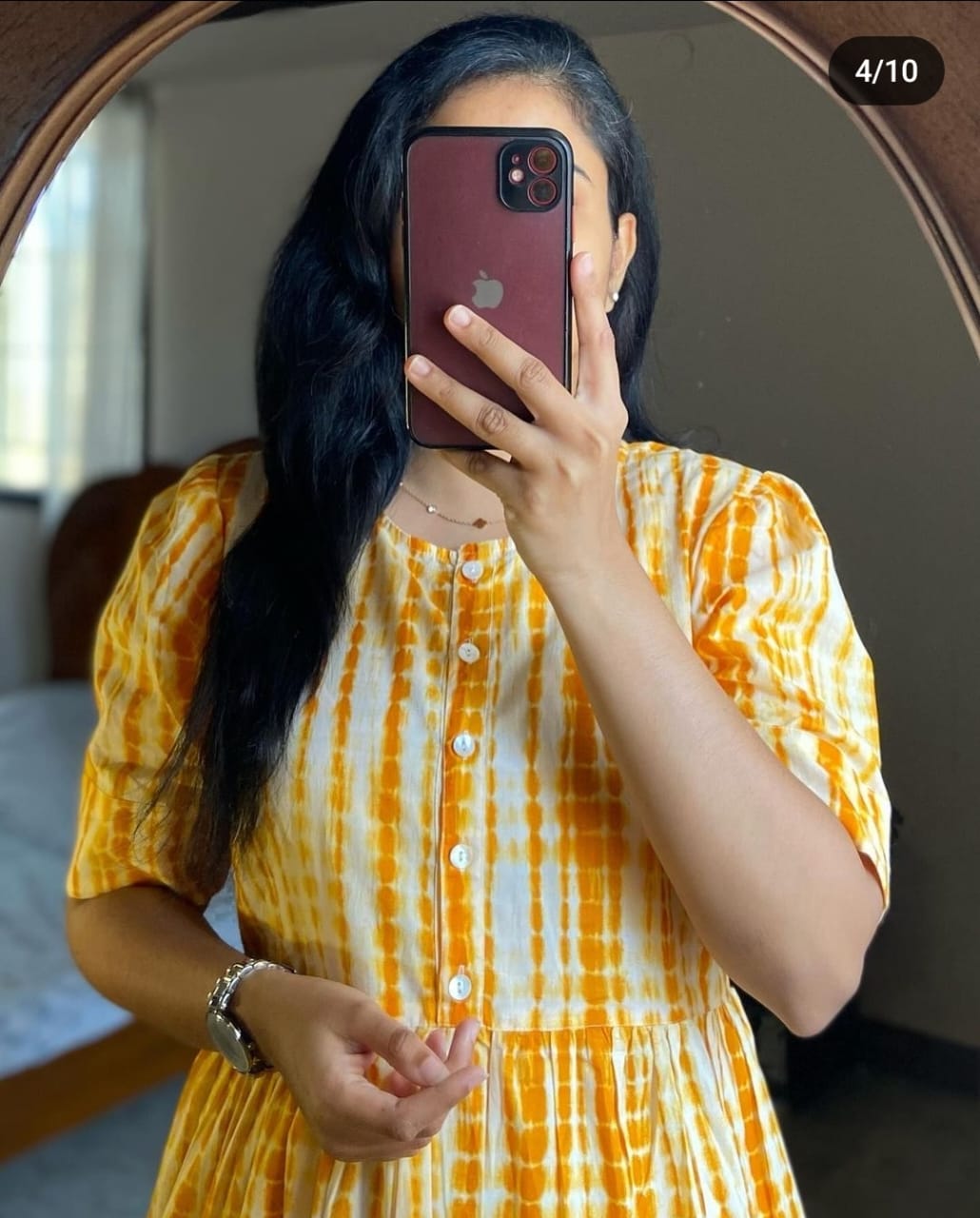 yellow ikkat print Middy Gown
