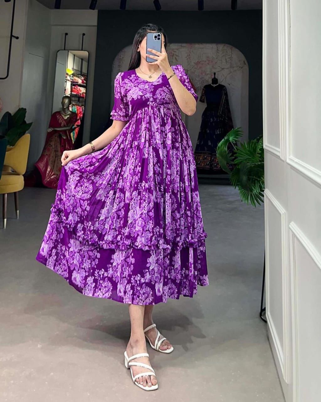 Comfort look fril meternity friendly maxi model dress
