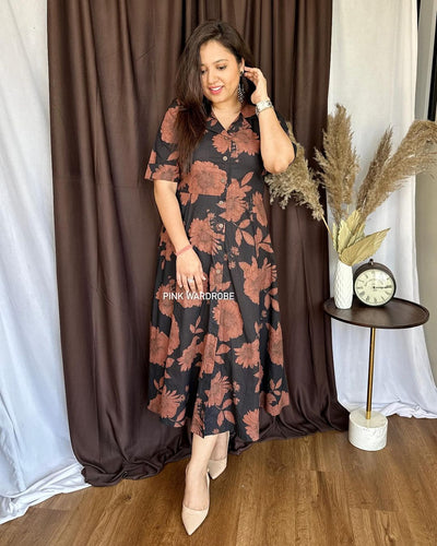 Neelam Aline Flower Print Dress
