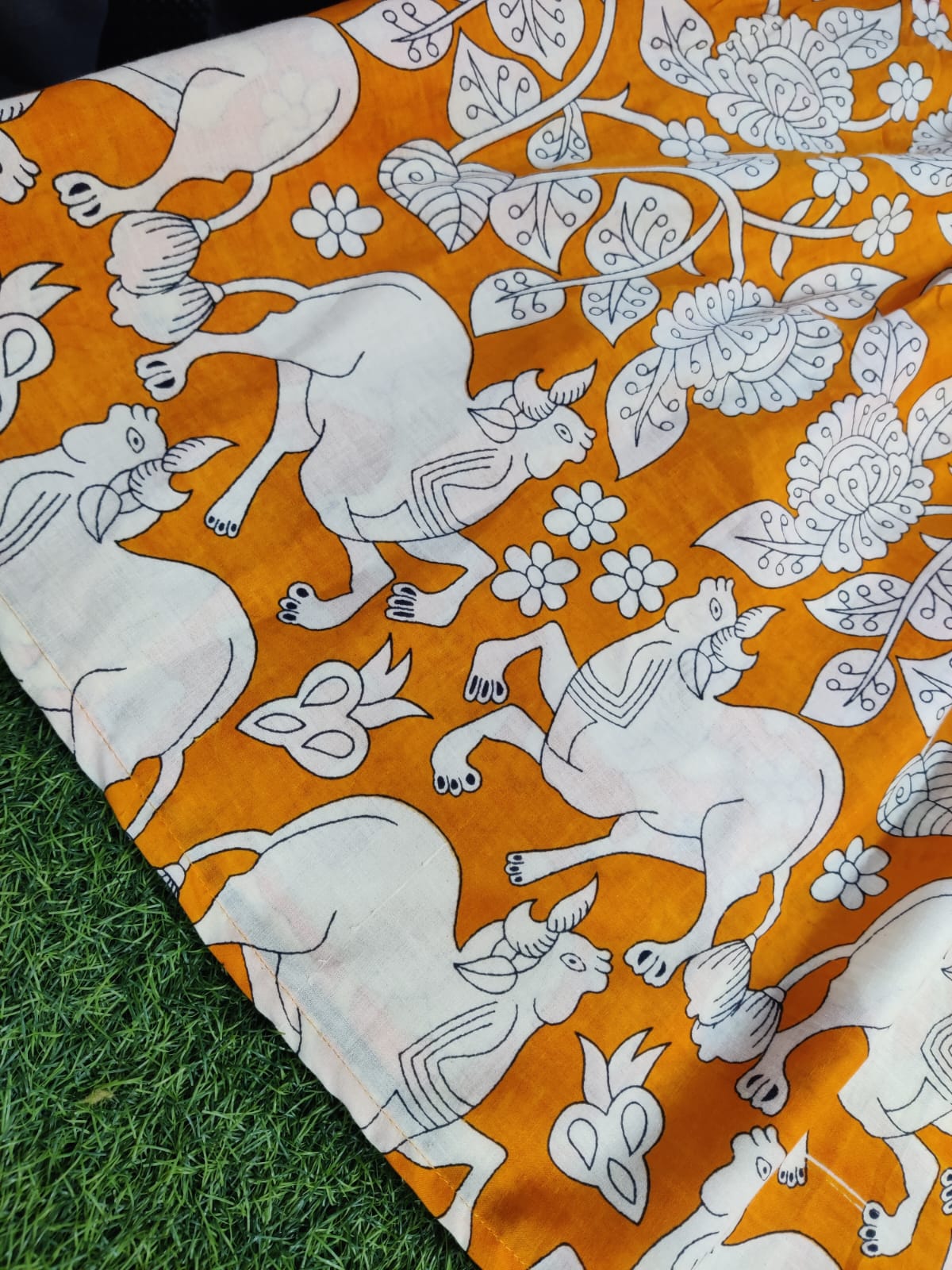 yellow ikkat print Middy Gown