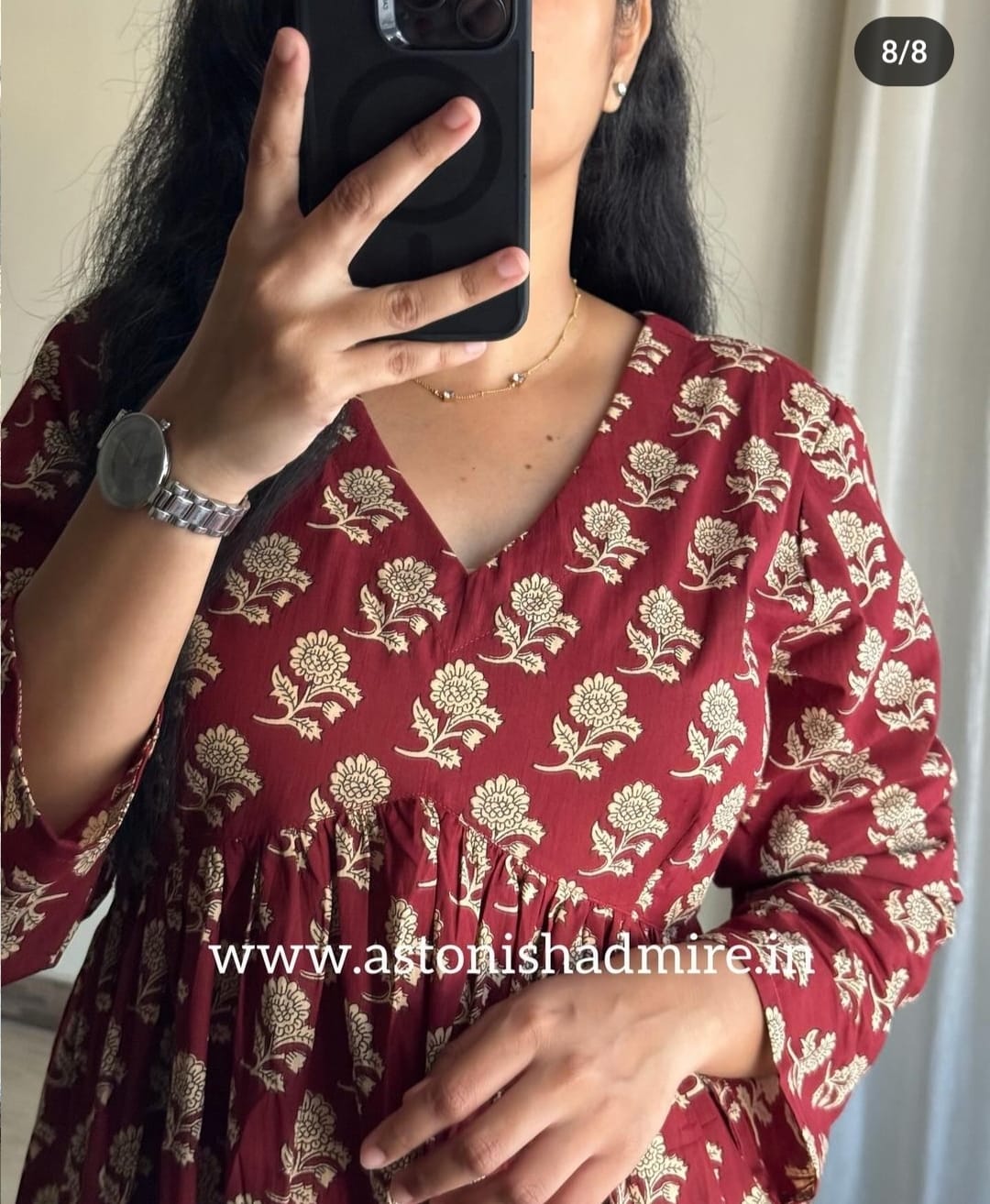 Brown ikkat print Middy Gown
