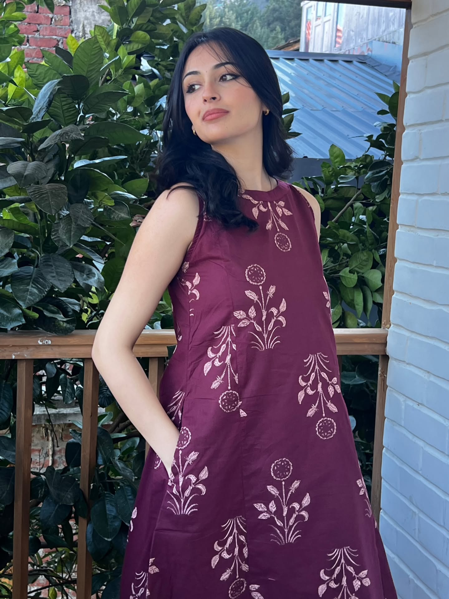 Maroon Handblock print co-ord set