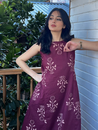 Maroon Handblock print co-ord set