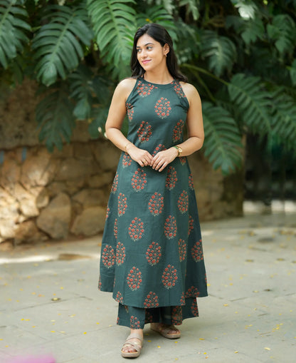 Olive green cotton co-ord set