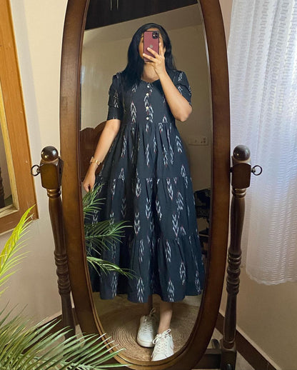 Beautiful ikkat print Cotton Middy Gown